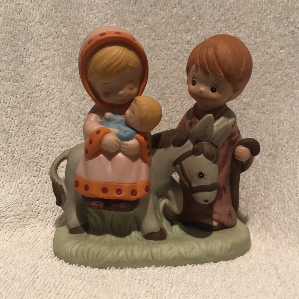 Homco Mary Joseph Baby Jesus Donkey Christmas Nativity Figurine 5608